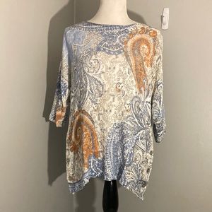 Brand new never worn Chico’s watercolor paisley print top